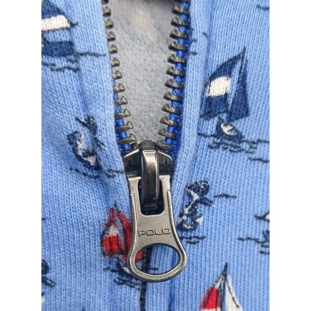 Polo Ralph Lauren Authentic Toddlers fisherman Print Full Zip Hoodie Pockets 3T